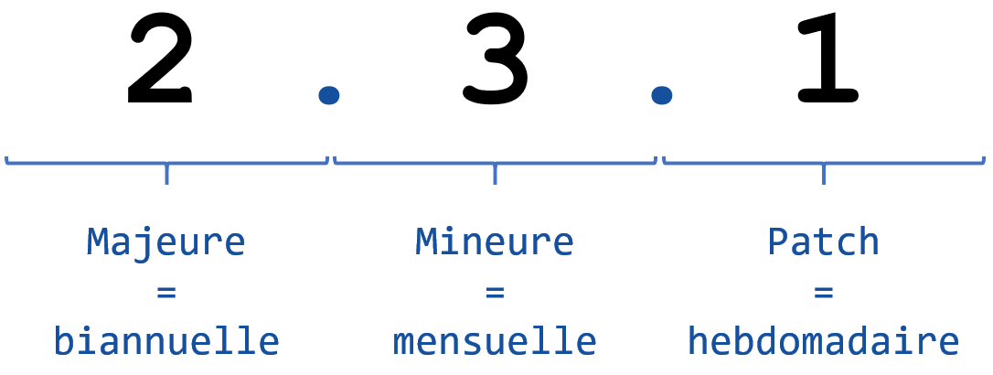 Illustration de la numérotation des versions