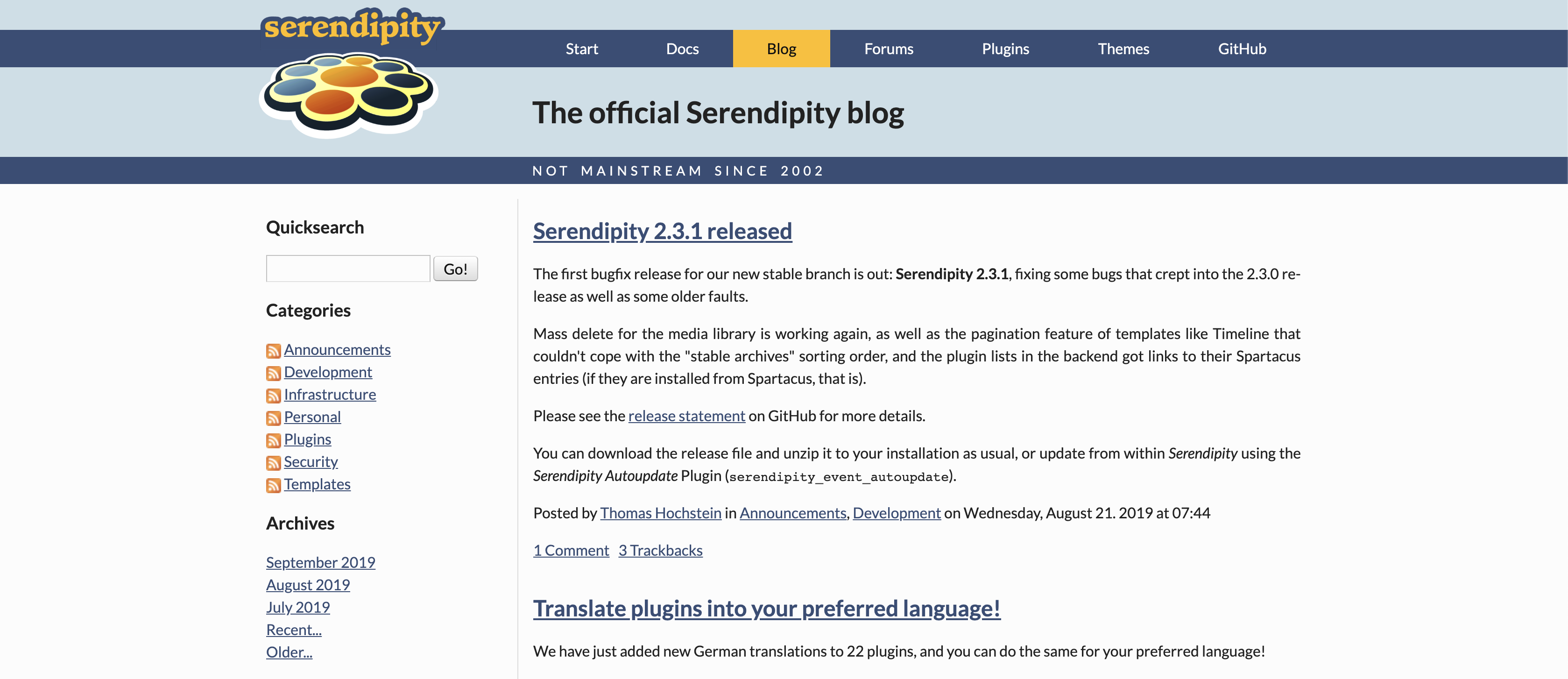 Serendipity Official Blog
