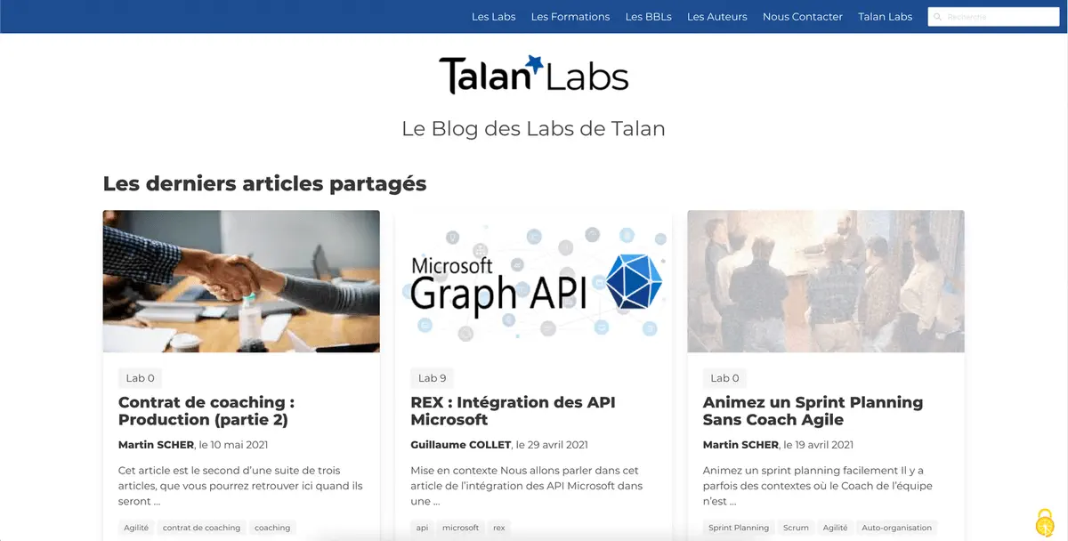 Aperçu du blog des Labs de Talan
